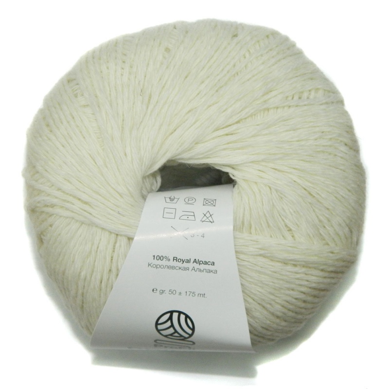 Пряжа "Prince" 001 белый 10*50 г. 175м 100% королевская альпака  Filati 001														