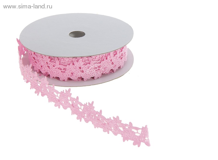 Лента фигурная  "Розы" 25мм розовый, 25мм*9м