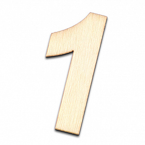 Заготовки деревян. Цифра 1 цв. натуральный 2*40мм набор 10шт. за 1шт. фанера  EFCO 2490501														