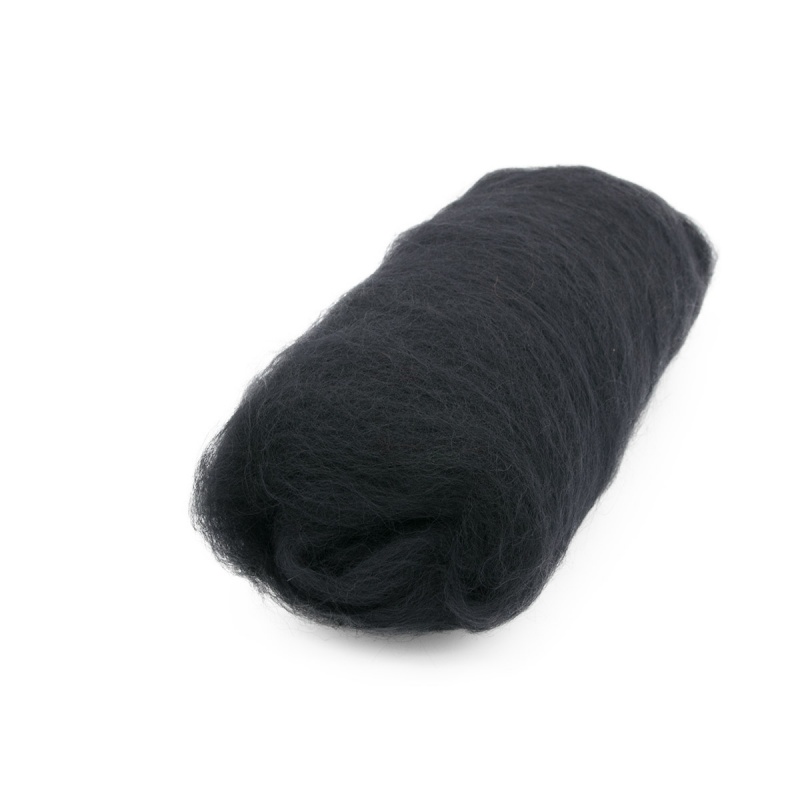 Пряжа "Для валяния. Кардочес" 003 черный 100% п/тонк. шерсть, 100 гр. КАМТЕКС 558467