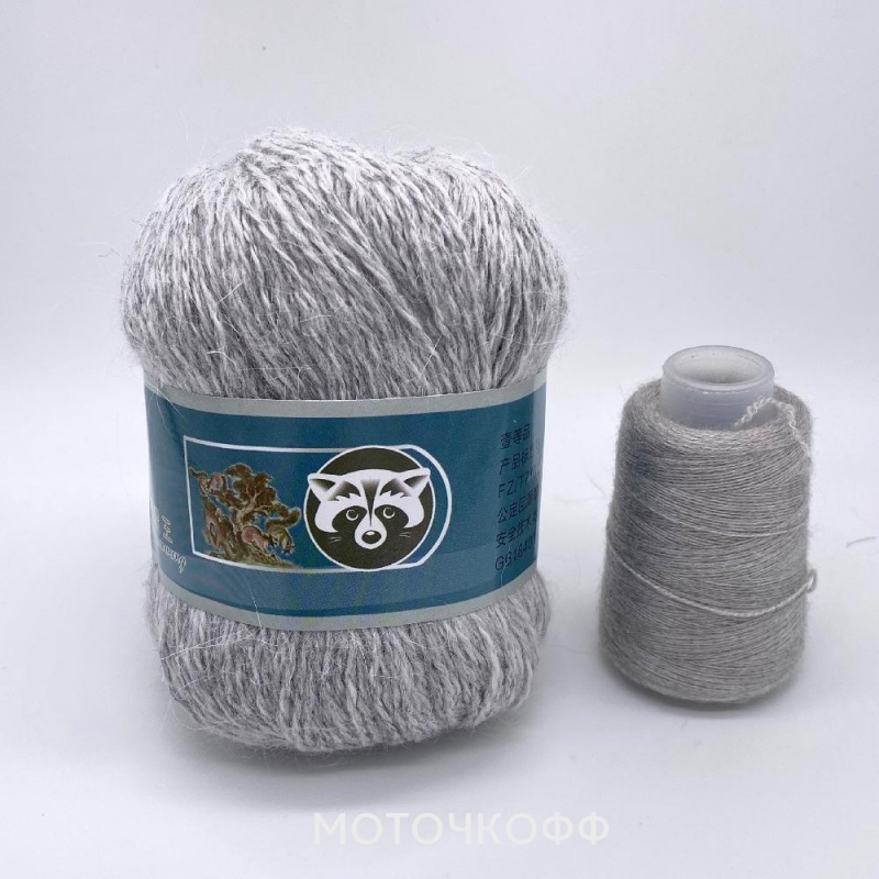Пряжа "Пух норки" 802 св. серый 10*50 г. 300м 90% шерсть норки, 10% микрофибра 802														