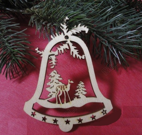 Заготовки деревян. Подвеска "Колокольчик в зимнем лесу" фанера h=9см 04572