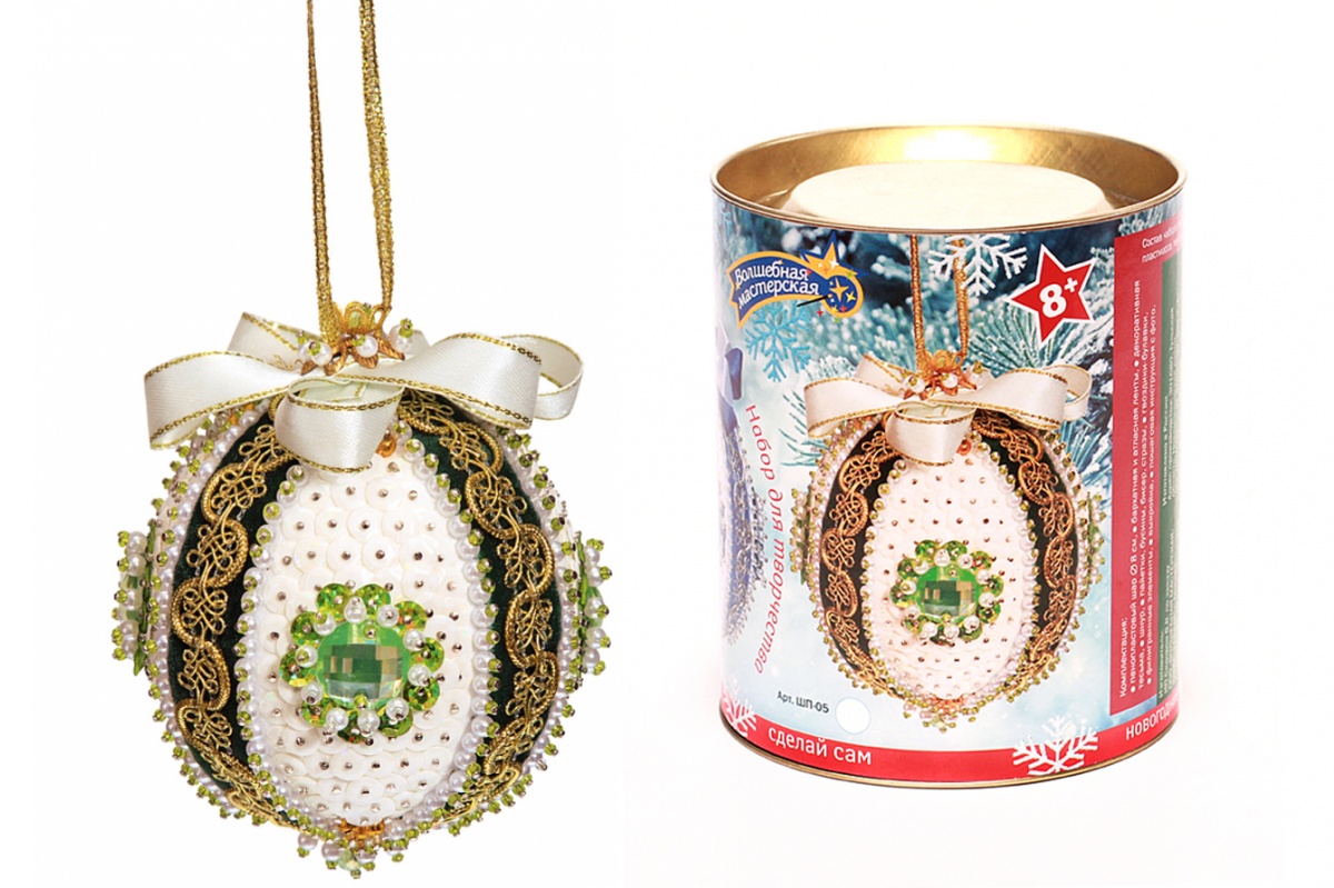 Набор для творчества "Новогодний шар. Царский зеленый" пайетки   Волшебная мастерская ШП-05														