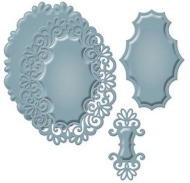 Ножи для вырубки, тиснения и нанесения узора по трафарету "Фамильный овал", набор  Spellbinders S4-447														