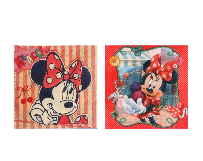 Салфетки для декупажа 33*33см Минни Маус, Мастерица 3-х слойные 1257338								