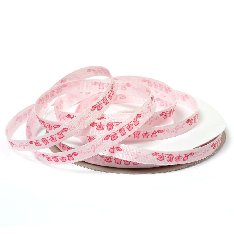 Лента репсовая "Its a girl!" розовая 10мм, 10мм*45м  Маг 1024/22057