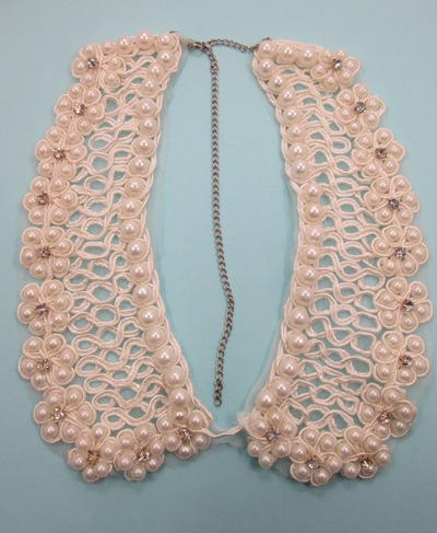 Воротник из жемчуга и стразами белый/молочный Y220D														