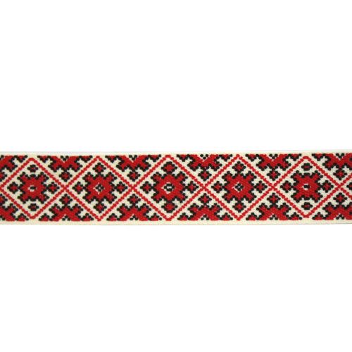 Лента репсовая "Орнамент 2" мордовский узор 15мм, 15мм*22,8м 7715255														