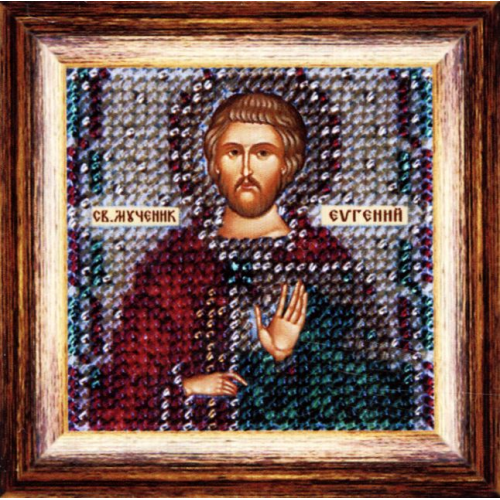 Вышивка бисером Вышивальная мозаика "Св.Муч. Евгений Севастийский" с рамкой (6,5*6,5см) мини-иконост