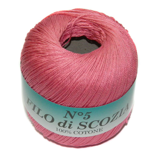 Пряжа "FILO di SCOFIA №5"  22 розовый 10*50 г. 226м 100% хлопок  Италия 22														