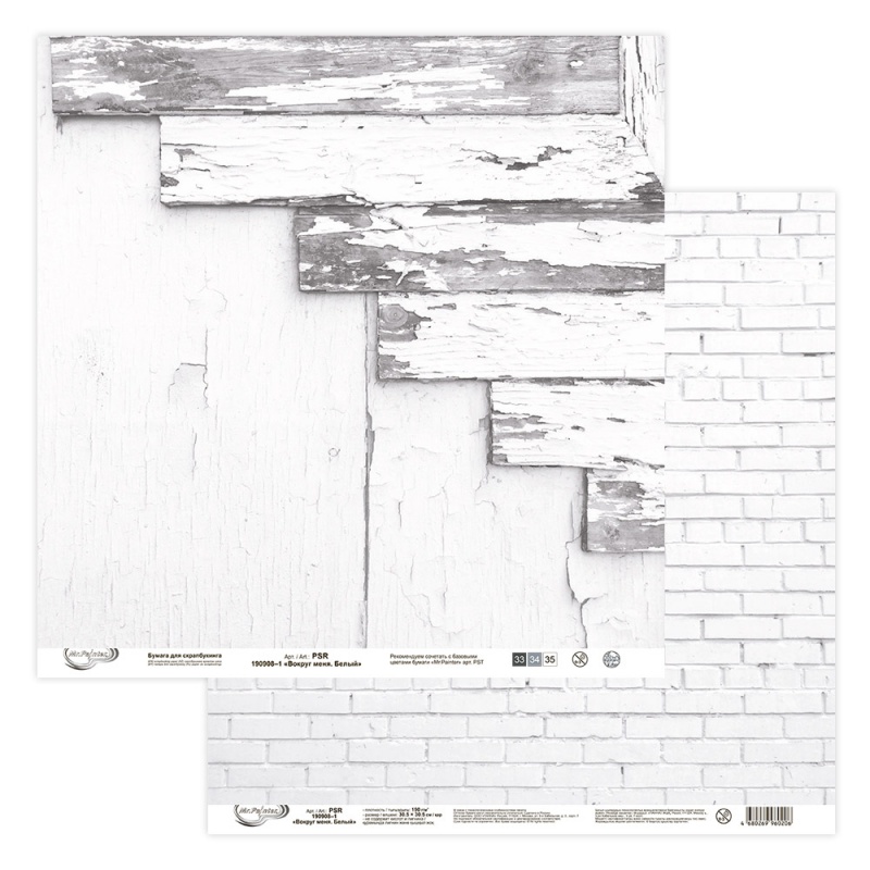 Бумага для скрапб. двустор. "Mr. Painter.Вокруг меня. Белый" 30,5*30,5см PSR 190908														