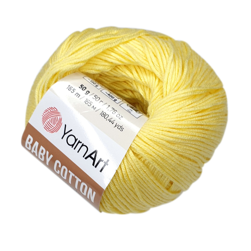Пряжа "BABY Cotton" 431 св. желтый 50 г. 165м 50% акрил, 50% хлопок YarnArt 													