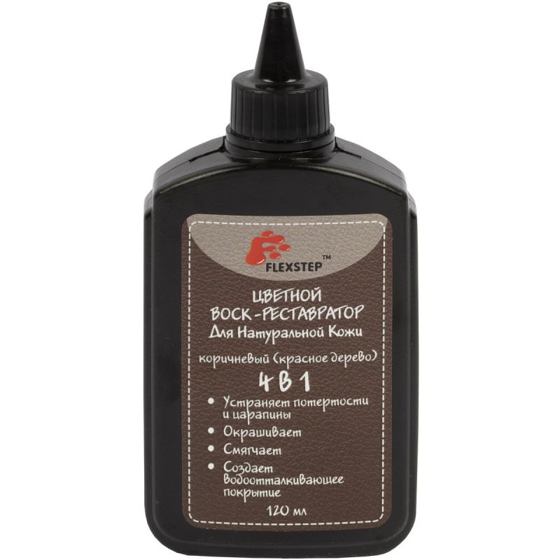 Краска для кожи-воск-рестовратор 120 мл цв коричневый (красное дерево)  Flexstep LDV-120														