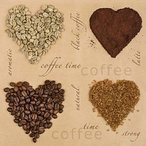 Салфетки для декупажа 33*33см, Кофейные зерна 3-хслойные  Daisy 016401														