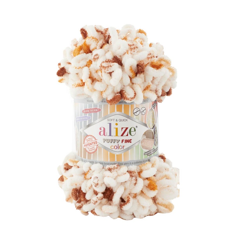 Пряжа "PUFFY FINE COLOR" 7502 секционный 5*100 г. 14,5м 100% Микрополиэстер  ALIZE 7502														