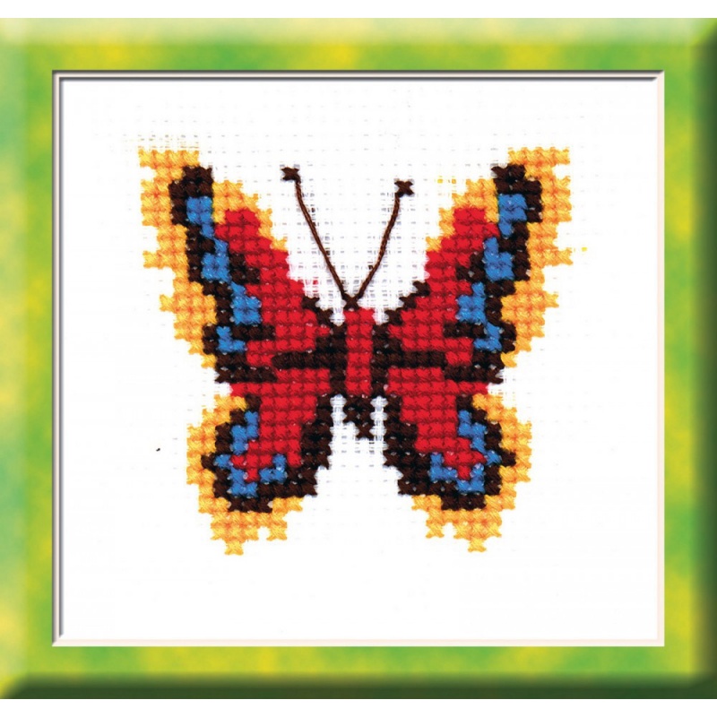 Вышивка крестом РС студия "Бабочка красно-желтая" мулине (7*7,5см) 530														