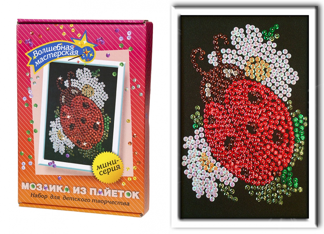Набор для творчества "Картина из пайеток Божья коробка"  Волшебная мастерская М017														