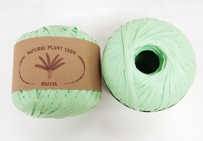 Пряжа "RAFFIA" 025 мята 4*40 г. 90м 100% целлюлоза из волокна пальмы 025														