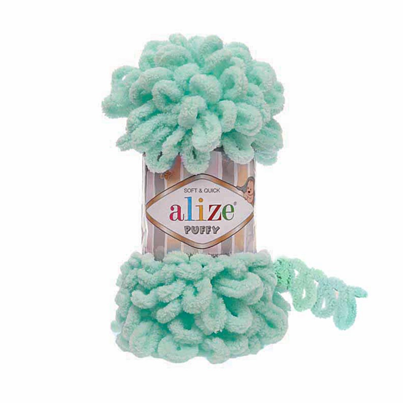 Пряжа "PUFFY" 490 т. мятный 5*100 г. 9,2м. 100% микрополиэстр 490														
