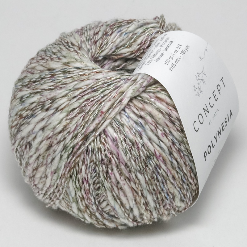 Пряжа "Katia POLYNESIA " 202 меланж 50г/165м хлопок 56%, лён 22%, вискоза 22%											