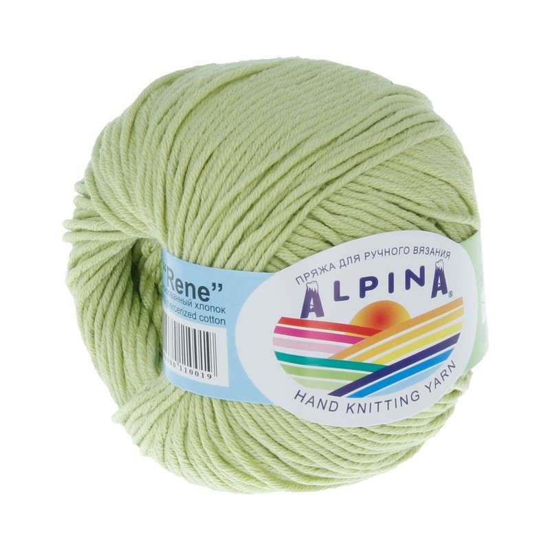 Пряжа "Rene" 148 св.салатовый 10*50 г. 105м 100% мерсир. хлопок  ALPINA