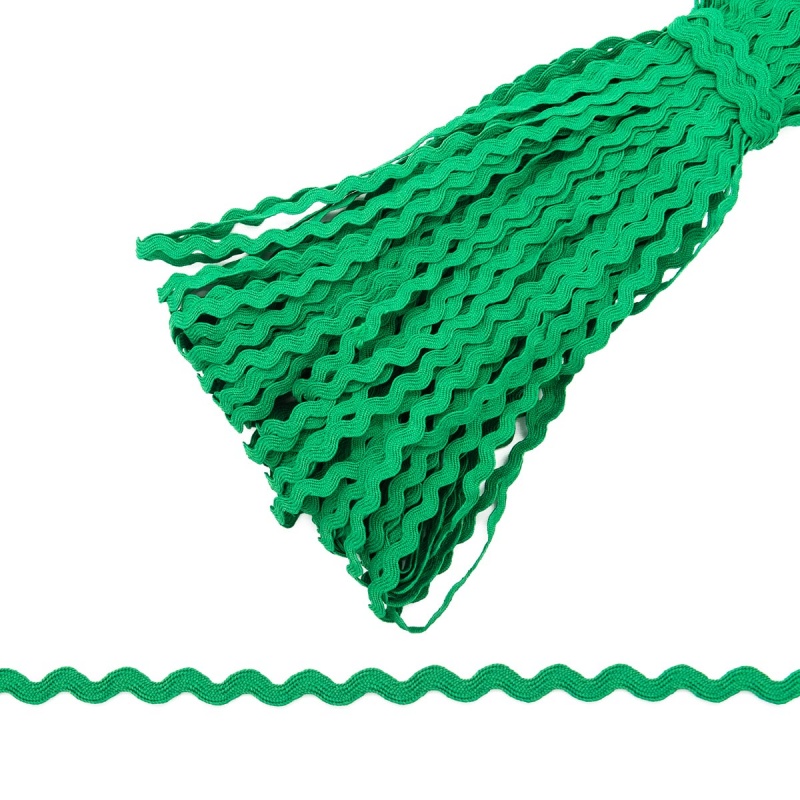 Тесьма отделочная "Зиг-заг" цвет 013 зеленый, ширина 5мм, длина 30м за 1 метр