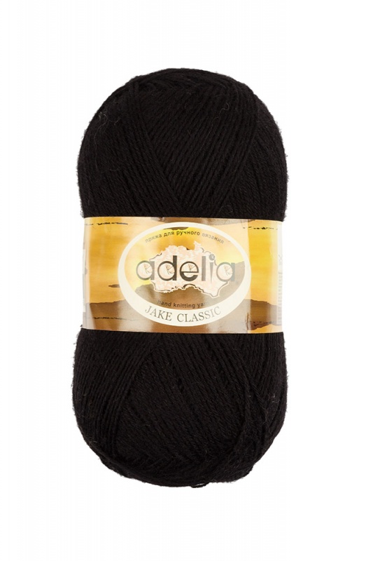Пряжа "JAKE CLASSIC" 02 черный 5*100 г. 410м 75% шерсть, 25% нейлон  ADELIA 02														