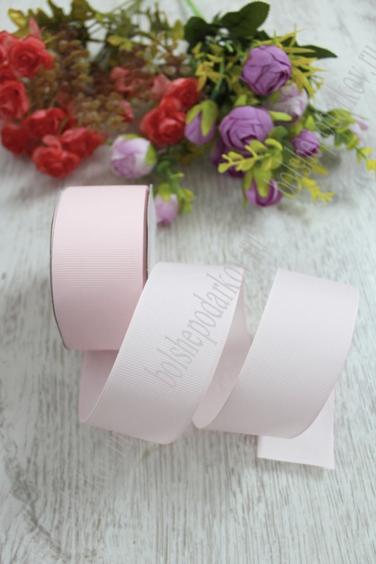 Лента репсовая 40мм св.розовый 43 40мм*25м 127-142														