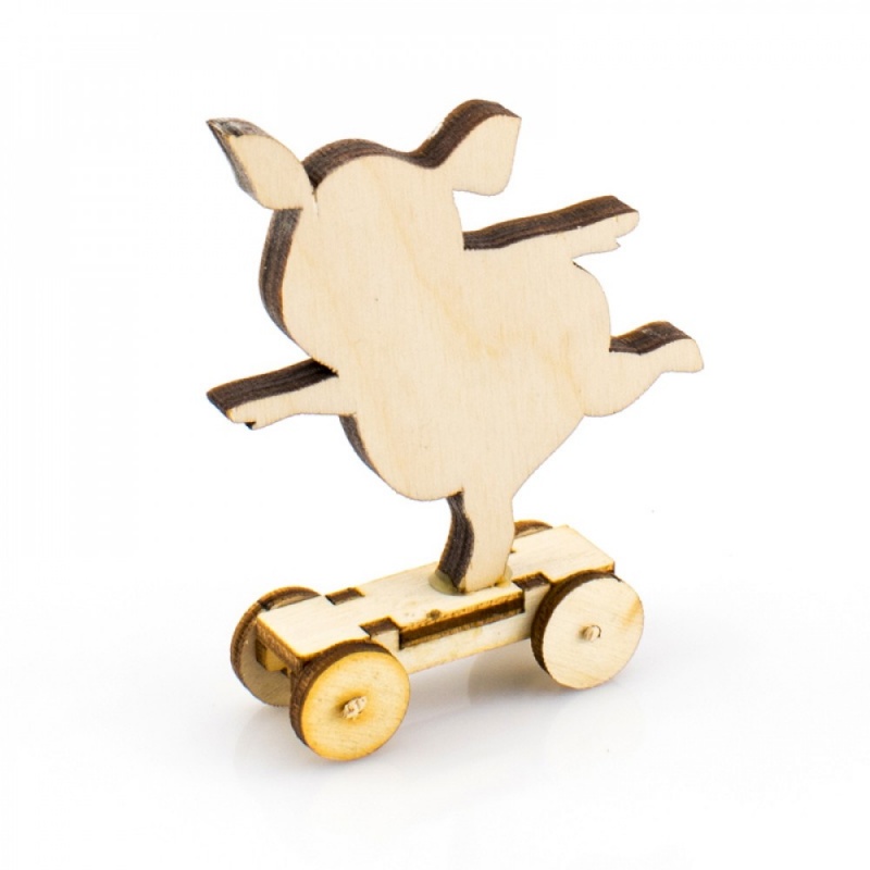 Заготовки деревян. Хрюша на колесиках, малая 75 x 70 x 15 мм лист 6мм  WOODBOX