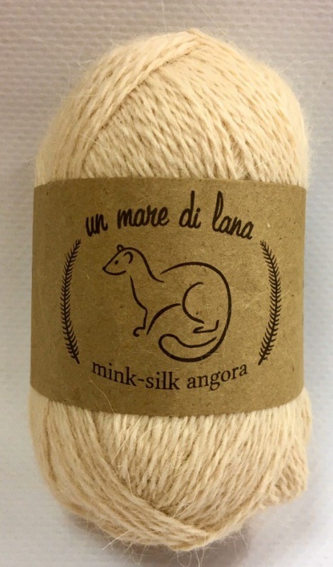 Пряжа "MINK ANGORA" 193 кремовый 10*25 г. 175м 50%пух норки, 10%шелк, 10%мерин. шерсть, 30% нейлон  Wool sea 193														