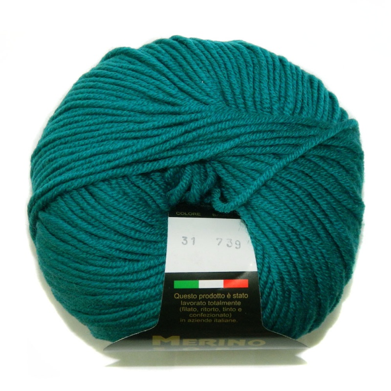 Пряжа "MERINO SOFT" 31 петроль 10*50 г. 125м 100% чистая шерсть мериноса ITALY 31														