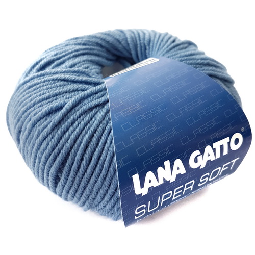 Пряжа "SUPER SOFT" 13158 голубой 10*50 г. 125м 100% меринос. шерсть экстрафайн  LANA GATTO 13158														