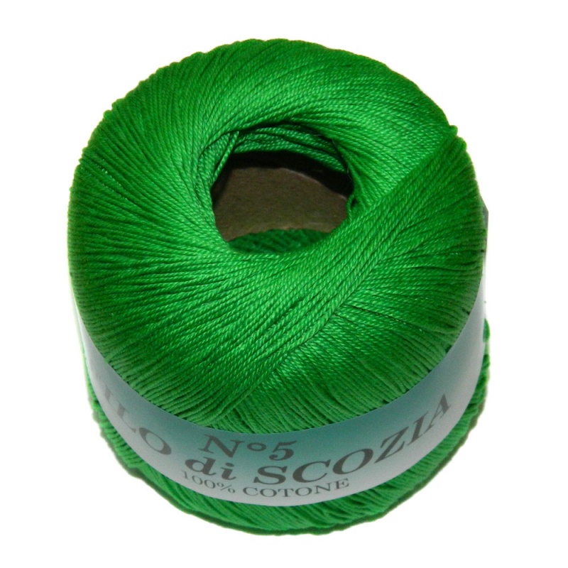 Пряжа "FILO di SCOFIA №5" 45 зеленый 10*50 г. 226м 100% хлопок  Италия 45														