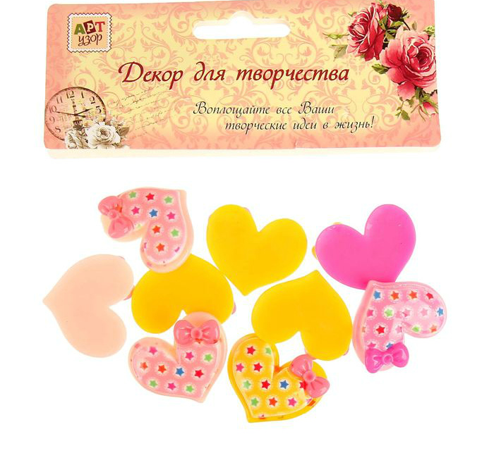 Декор Сердечко с бантиком микс 3,0*2,3см за 1 шт.  1146146														