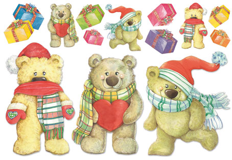 Бумага рисовая для декупажа "Плюшевые мишки с подарками" 8*33см 28г/м  STAMPERIA DFS175														