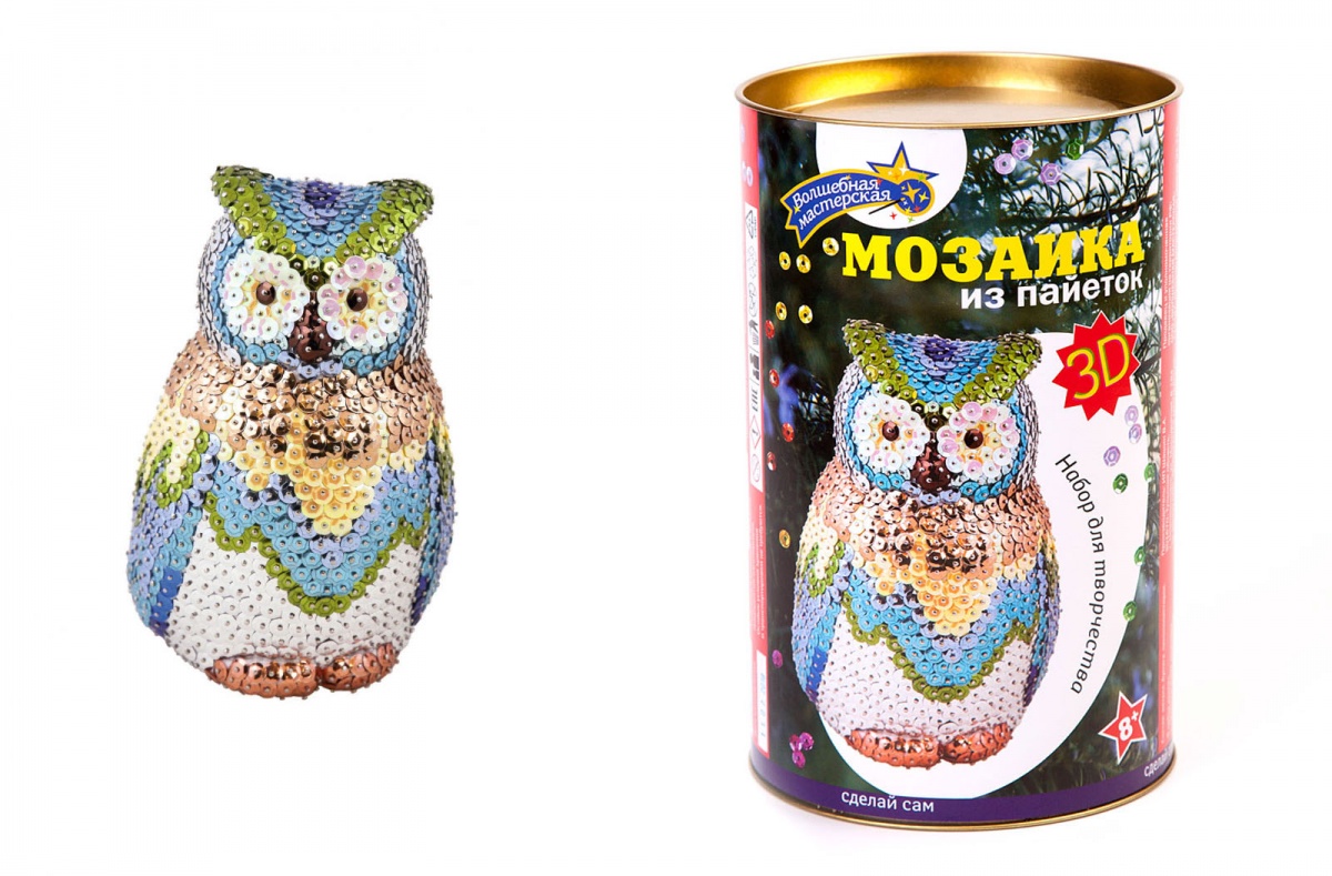 Набор для творчества "Мозаика из пайеток 3D Совушка"  Волшебная мастерская 3D-07														