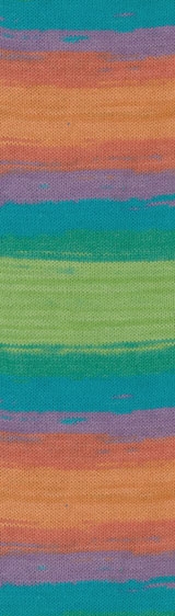 Пряжа "COTTON GOLD Batik" 4530 оранж-бирюза-крас-св.зел 5*100 г. 330м 55% хлопок, 45% акрил  ALIZE 4530														