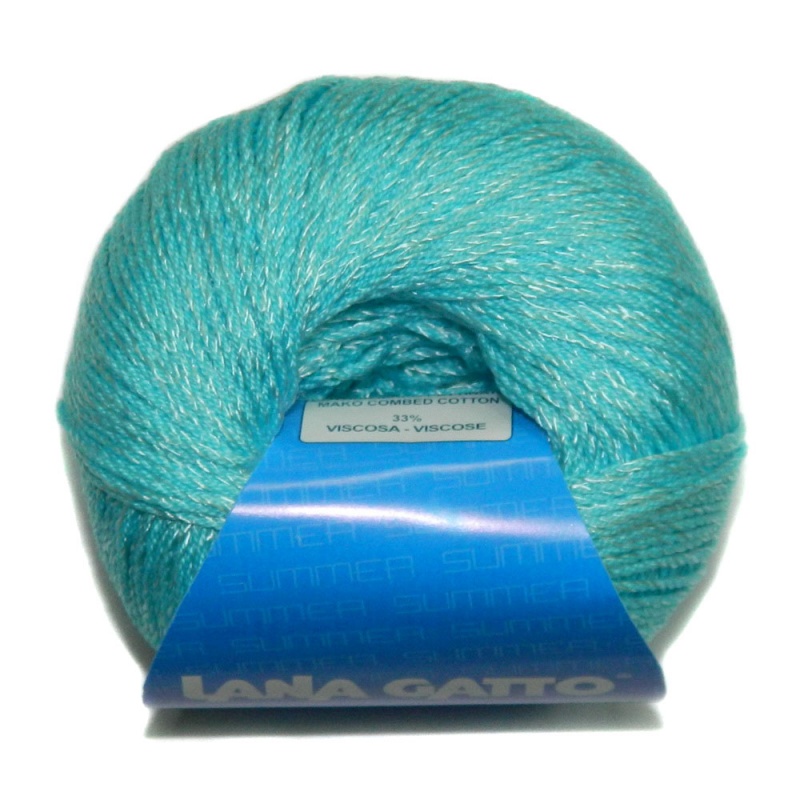 Пряжа "PRIMULA" 7841 бирюза 10*50 г. 158м 67% хлопок, 33% вискоза  Lana Gatto 7841														