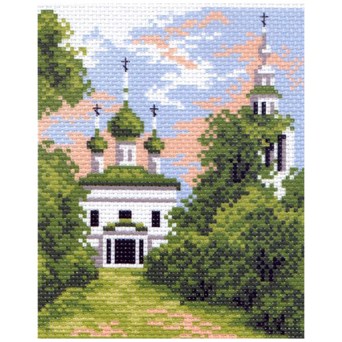 Канва с рисунком "Дорога к храму" мулине (16*20см)  МАТРЕНИН ПОСАД 0482														