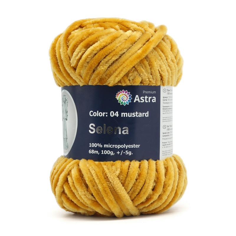 Пряжа "Селена" 04 горчичный 5*100 г. 68м 100% микрополиэстер  Astra Premium 04														