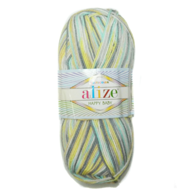 Пряжа "HAPPY BABY multicolor" 52233 желто-серо-белый 5*100 г. 330м 35% полиамид, 65 % акрил  ALIZE 52233														