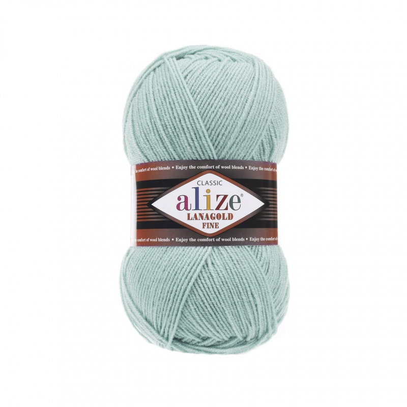 Пряжа "LANAGOLD Fine" 522 мятный 5*100 г. 390м 49% шерсть, 51 % акрил  ALIZE 522														