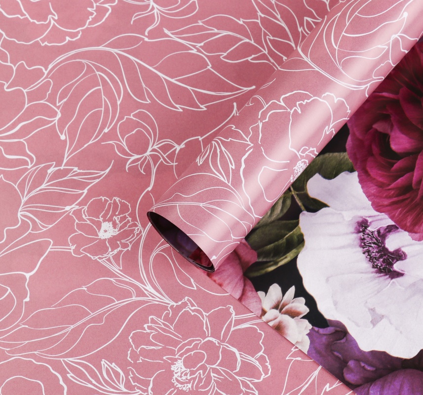 Бумага упаковочная глянцевая "Нежные цветы" двусторонняя For you 70*100 см за 1шт. 4473660														