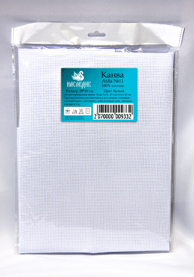 Канва Aida №11 цвет 001 белый 29*39см  Наследие №11/001														