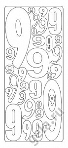 Наклейки контурные "Цифры с №5/№6/№8" винил. пленка с эффектом металлик самокл. цв. золото 24,5х10см 1541574/1541674/1541874														