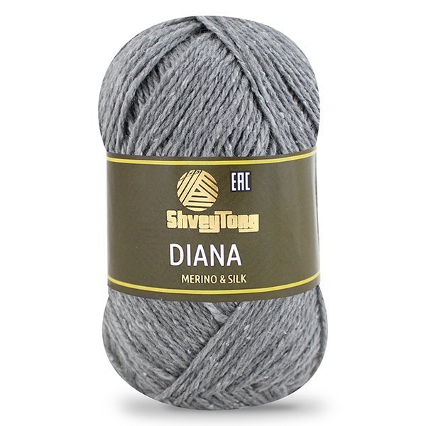 Пряжа "ShveyTorg Diana" 98009 серый 5*50 г. 200м 80% Мериносовая шерсть, 20% Шелк  ТУРЦИЯ