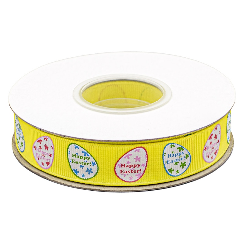 Лента репсовая "Пасха" желтый 20мм, 20мм*22,5м 7719655														