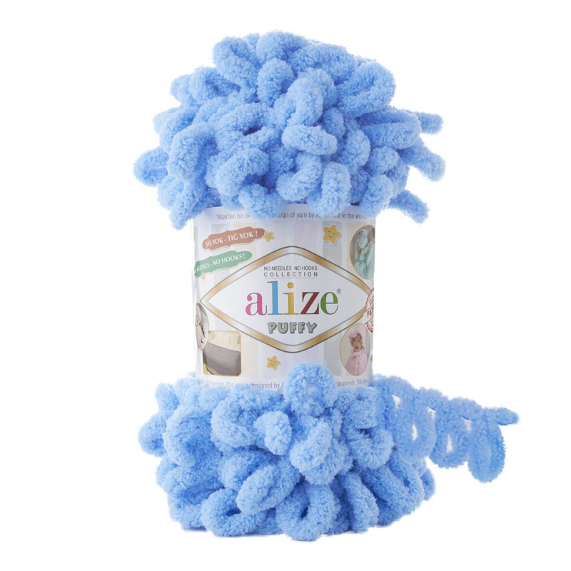 Пряжа "PUFFY" 342 голубой 5*100 г. 9,2м. 100% микрополиэстр  ALIZE 342														