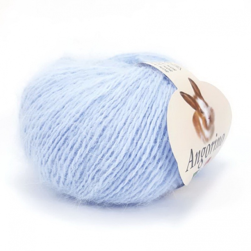 Пряжа "ANGORINO" 7331 голубой 10*25г. 125м 80% ангора, 20% полиамид  KUTNOR(Италия) 7331														