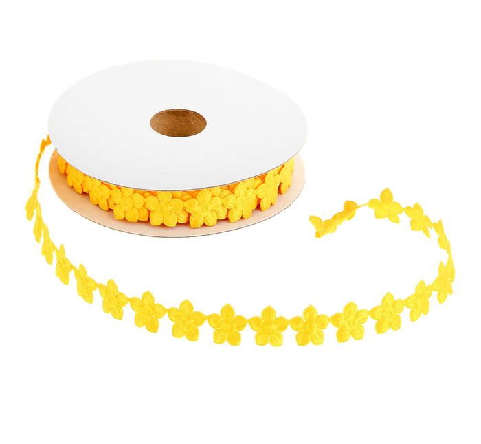 Лента фигурная  "Цветочки" 20мм желтый, 20мм*9м